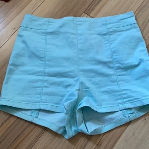 High waisted teal shorts
